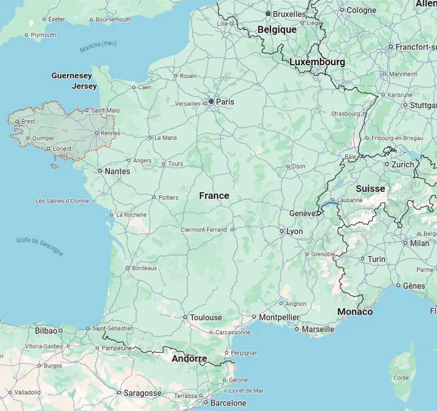 carte bretagne par rapport a la france
