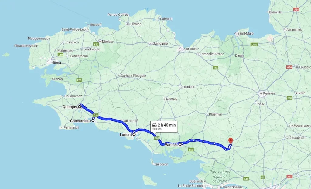 carte bretagne sud